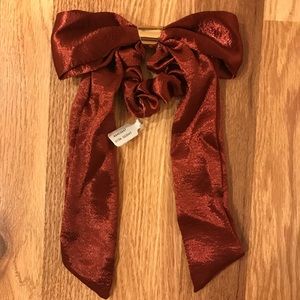 Hair scrunchie with bow and ribbon